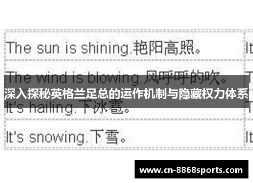 深入探秘英格兰足总的运作机制与隐藏权力体系 深入探秘英格兰足总的运作机制与隐藏权力体系